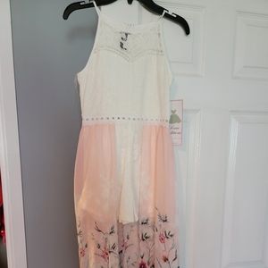 Little girls Romper with flowing cape